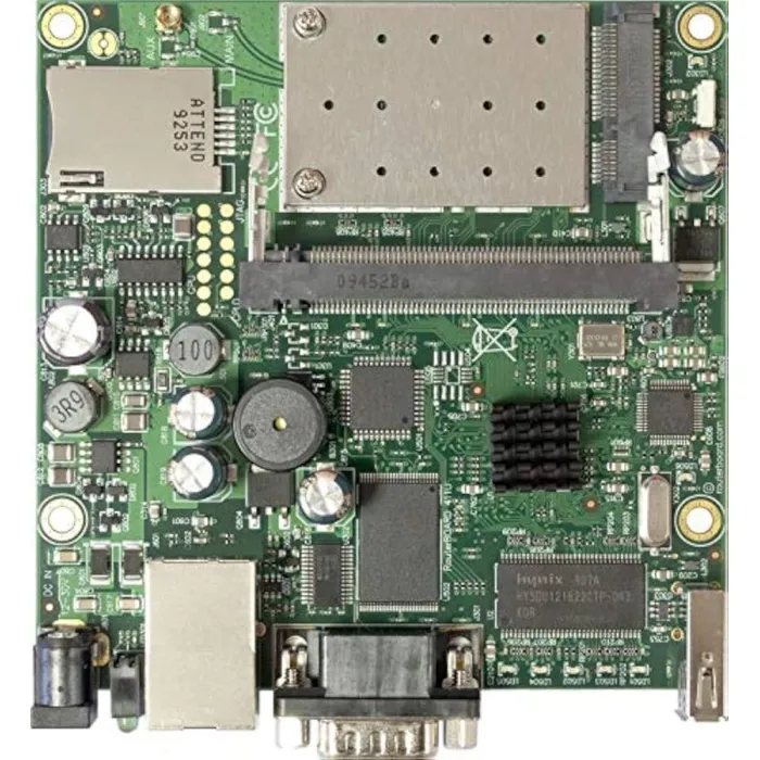 Рутер MikroTik RB411UAHR, MIPSBE, Atheros AR7161 680 MHz, 64 MB RAM, 2.4 GHz 802.11b/g до 54 Mbit/s, 1 x Ethernet 10/100, USB 2.0, RouterOS Level 4