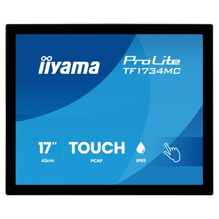 Сензорен монитор IIYAMA TF1734MC-B8X, 17", 1280x1024, 10-точков PCAP мултитъч, TN, HDMI/DisplayPort/VGA, IP65 предна защита, Open Frame
