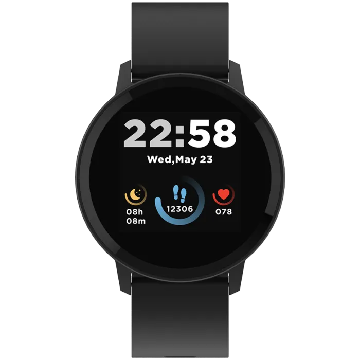Смарт часовник CANYON CNS-SW63BB, 1.3" IPS full touch screen, Round watch, IP68 waterproof, multi-sport mode, BT5.0, black