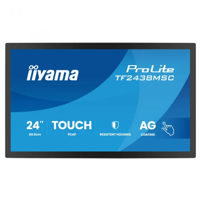 Тъч монитор IIYAMA TF2438MSC-B2, 23.8", IPS, Full HD 1920x1080, 120 Hz, капацитивен мултитъч, яркост 600, HDMI и DisplayPort