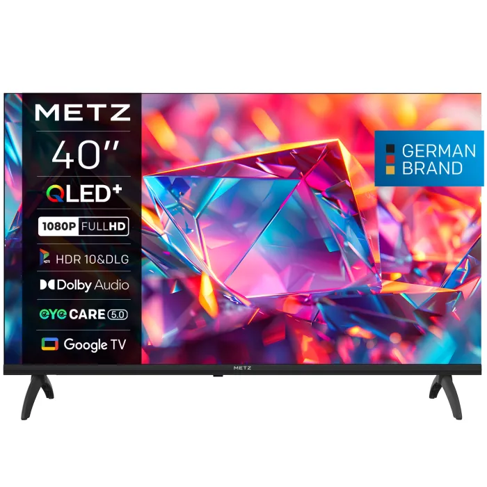 Телевизор METZ 40MQH7030Z, 40", QLED+, Full HD 1920 x 1080, Smart TV с Google TV, HDR HLG, енергиен клас E