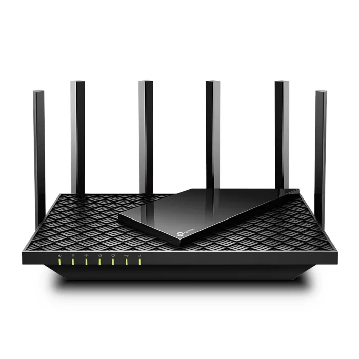 Безжичен рутер TP-LINK Archer AX73, Wi‑Fi 6, AX5400, двубандов 2,4 GHz/5 GHz, 1× гигабитов WAN, 4× гигабитови LAN, USB 3.0, черен