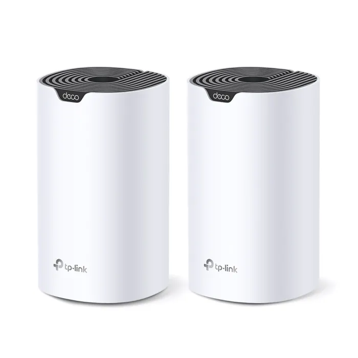 Двубандова Mesh Wi‑Fi система TP-LINK Deco S7, комплект 2 модула, Wi‑Fi 5, AC1900, 2,4 GHz/5 GHz, 3× Gigabit WAN/LAN на модул, бяла