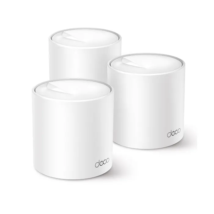 Mesh Wi‑Fi 6 система TP-LINK Deco X50, комплект 3 устройства, двубандова 2,4/5 GHz, AX3000, до 2402 Mbps на 5 GHz, 3× Gigabit порта на устройство, бяла