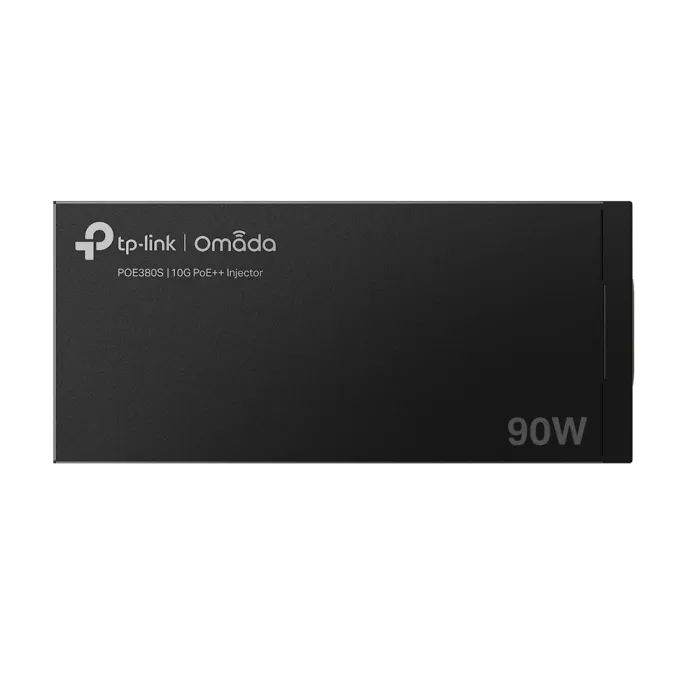 PoE++ захранващ инжектор TP-LINK Omada POE380S, 10 Gigabit Ethernet, до 90 W, IEEE 802.3af/at/bt, 1× RJ45 вход за данни, 1× RJ45 изход за захранване и данни