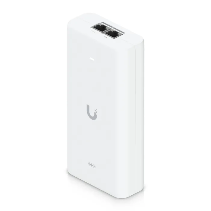 PoE+++ захранващ адаптер UBIQUITI UACC-PoE+++-10G, до 90 W, Multi-Gigabit LAN до 10 GbE, 54 V DC, екранирани RJ45 интерфейси, включен захранващ кабел