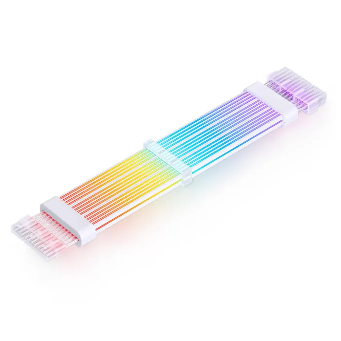 Удължителен кабел за видеокарта JONSBO PC Light Cable, 3x 8-pin PCIe конектора и гнезда, RGB, 300 мм, бял