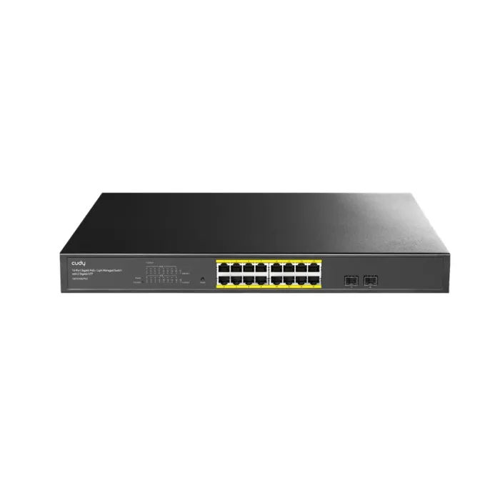 Управляем Gigabit PoE+ комутатор CUDY GS1016EPS2, 16x 10/100/1000Base-T, 2x SFP, IEEE 802.3at, до 30 W на PoE порт, Web управление, 200 W, за монтаж в 19" шкаф