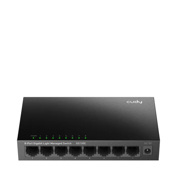 Управляем суич Cudy GS108E, 8-портов Gigabit, 10/100/1000 Mbps, CUDY Cloud APP, метален корпус