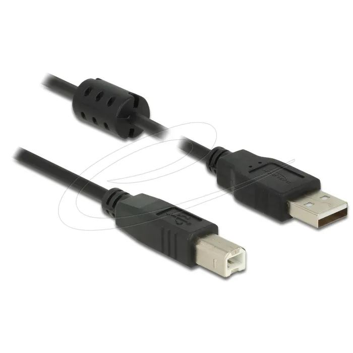 USB кабел Delock DELOCK-84895, USB-A към USB-B, 1 м, 480 Mbit/s, екраниран, черен