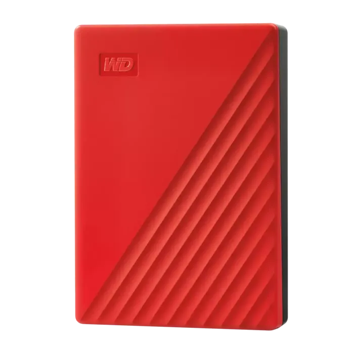Външен твърд диск WD My Passport, 4 TB, 2.5", USB 3.2 Gen1, трансфер до 5 Gbps, 256-bit AES криптиране, червен