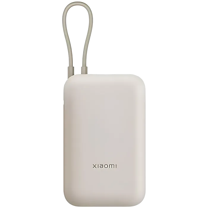 Външна батерия Xiaomi Power Bank 10000mAh, 22.5W, вграден USB-C кабел, USB-C + USB-A, Tan