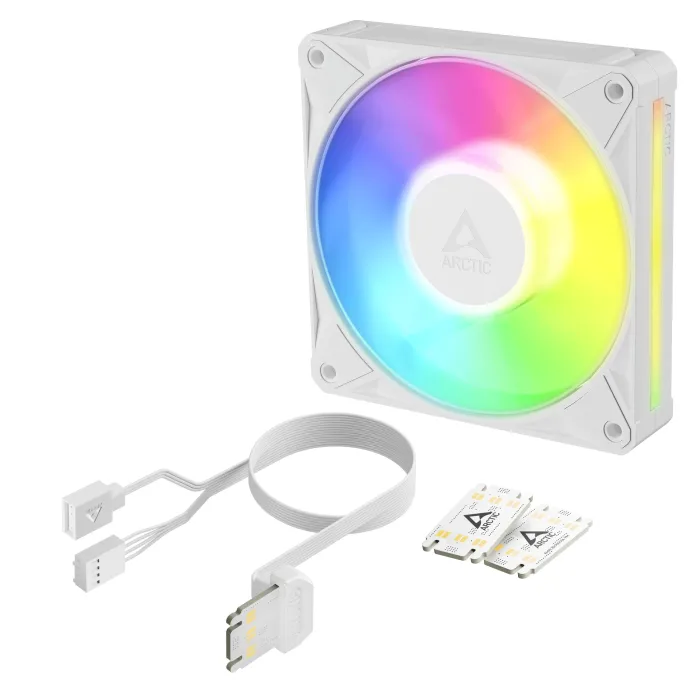 Вентилатор за компютър Arctic BioniX-P12-A-RGB-White, 120 mm, 450–3000 rpm, PWM, Addressable RGB 5V, Fluid Dynamic Bearing, бял