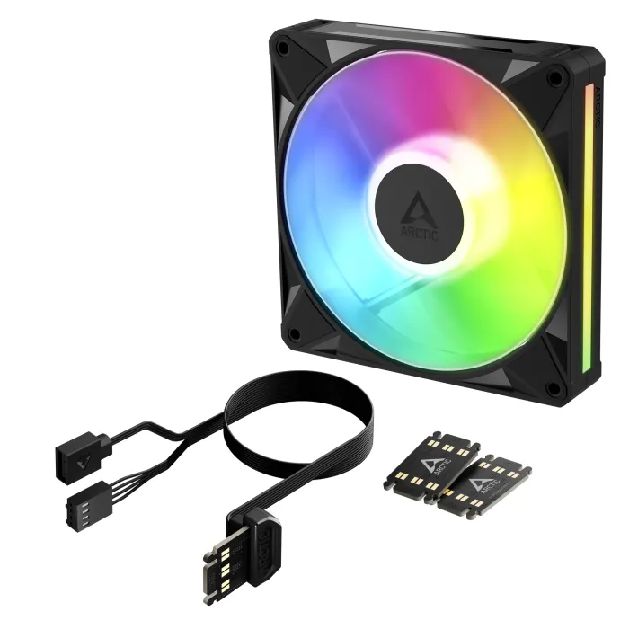 Вентилатор за компютър Arctic BioniX-P14-A-RGB, 140 x 140 x 28 mm, 400–2500 RPM, PWM, A-RGB Gen 2, 110 CFM, Fluid Dynamic Bearing, черен