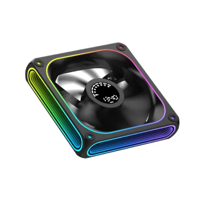 Вентилатор за компютърна кутия Xigmatek AERO DGT 120, 120 мм, цифров дисплей, Addressable RGB, PWM, 600–1500 об./мин., хидравличен лагер