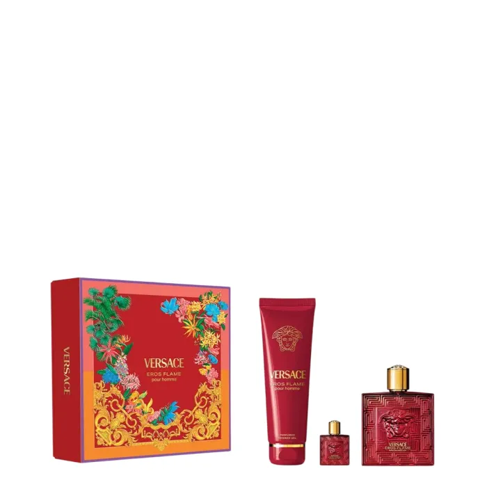 Versace Eros Flame Eau de Parfum мъжки комплект 100 мл + мини парфюм 5 мл + душ гел 150 мл