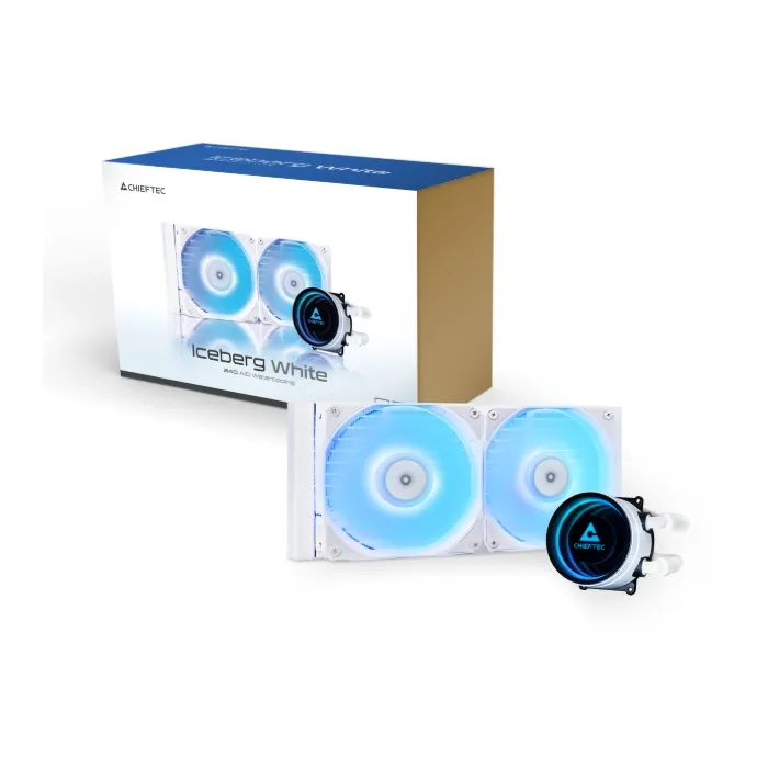 Водно охлаждане Chieftec Iceberg White 240 ARGB (AIO) – 240mm радиатор, 2x120mm PWM 500–2200RPM